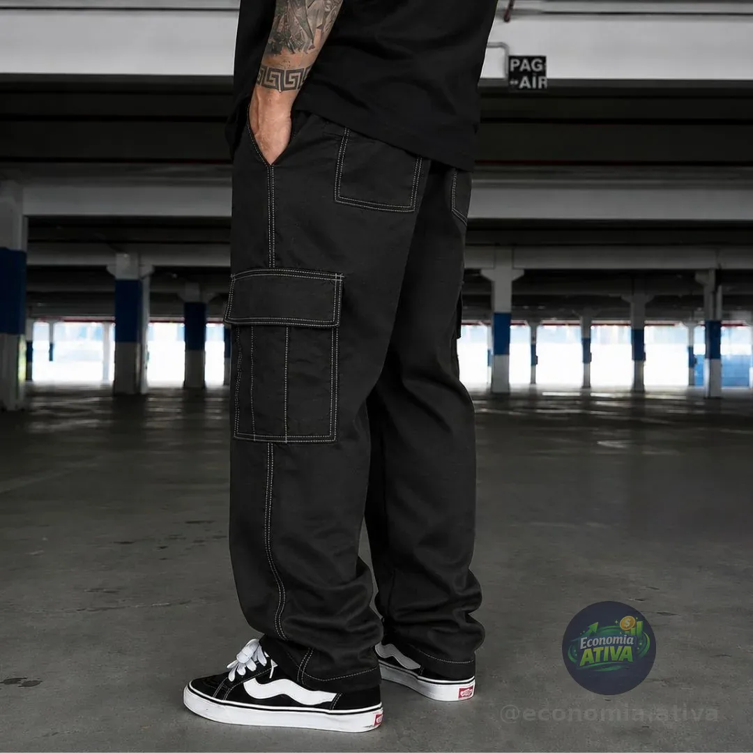 Calça Cargo Sarja