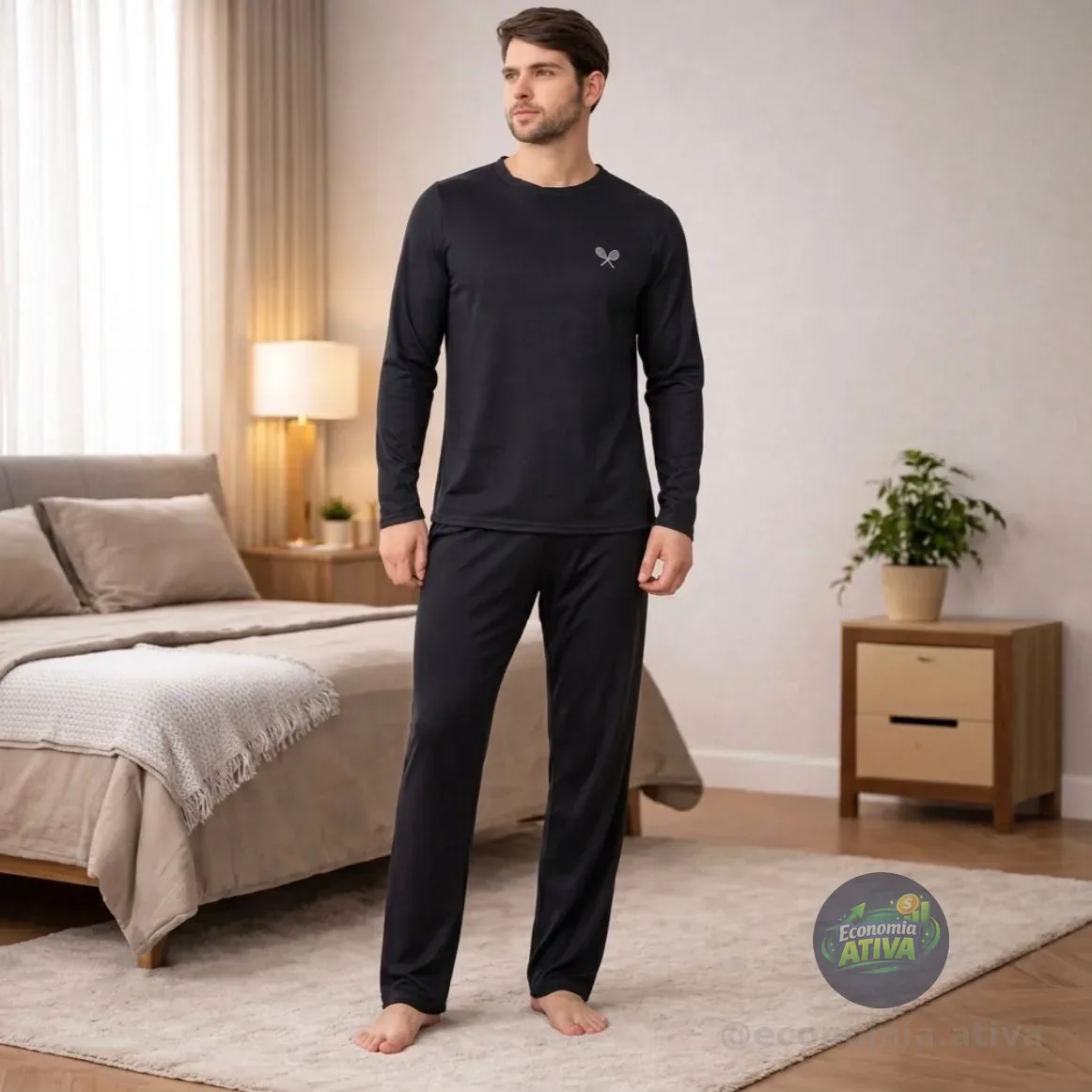 Pijama de Frio Camisa E Calça De Malha (3 cores)
