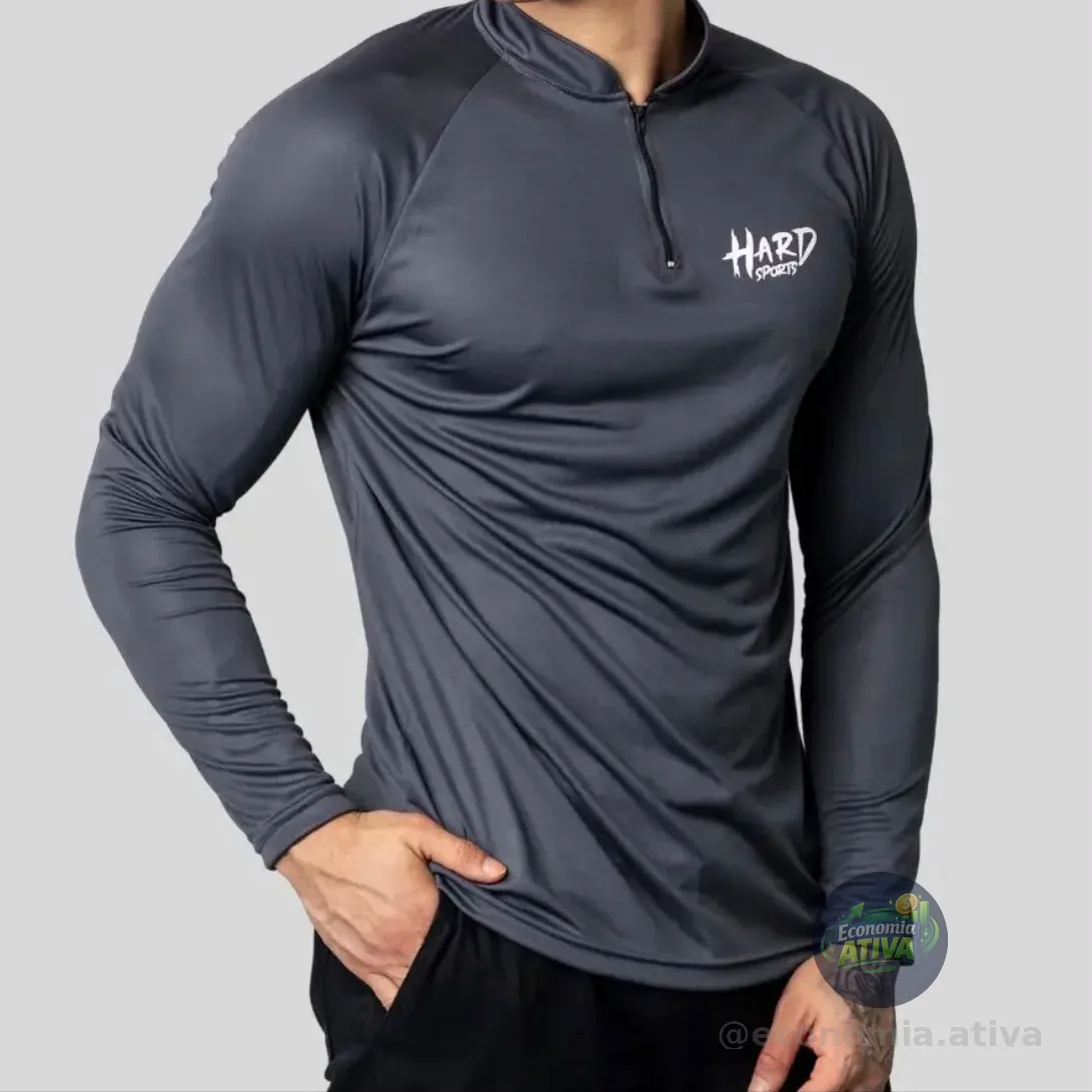 Camisa Manga Longa Uv50+ Dry Fit Com Zíper