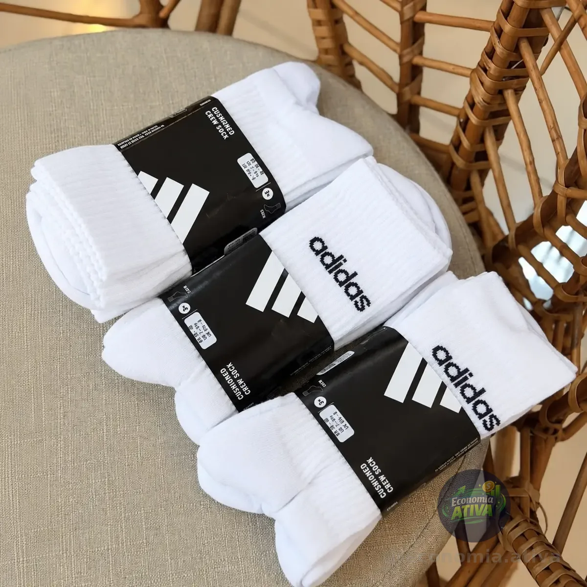 Kit com 3 Meias Adidas Crew
