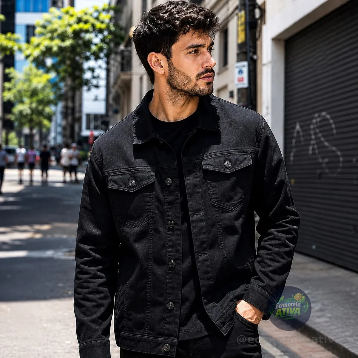 Jaqueta Sarja Jeans Slim