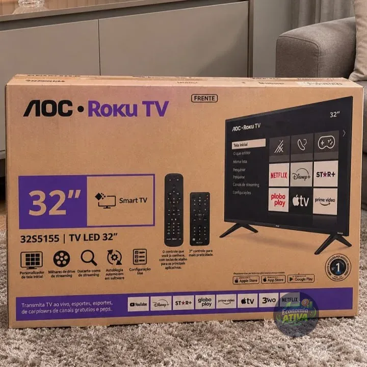 Smart Tv Aoc Dled 32 Wi-fi Roku Tv Quad Core 32s5155/78g