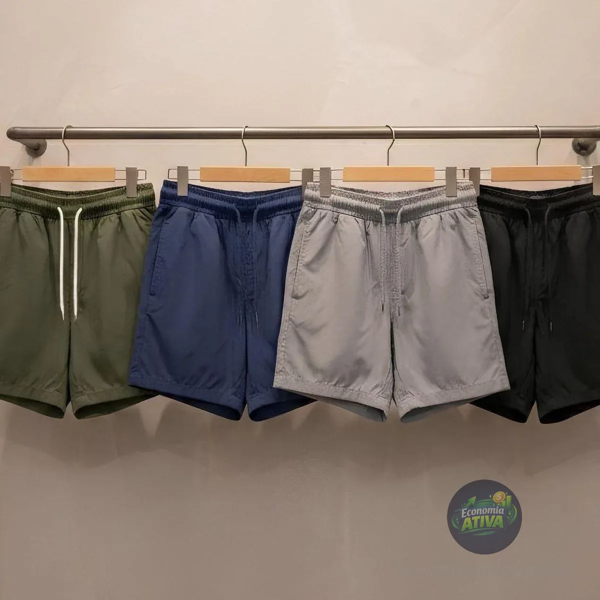 4 Short Tactel Masculino Bermuda Praia Casual Academia Bolso