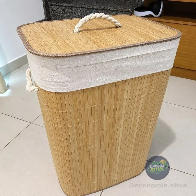 Cesto De Roupas De Bambu 70L Yikasa
