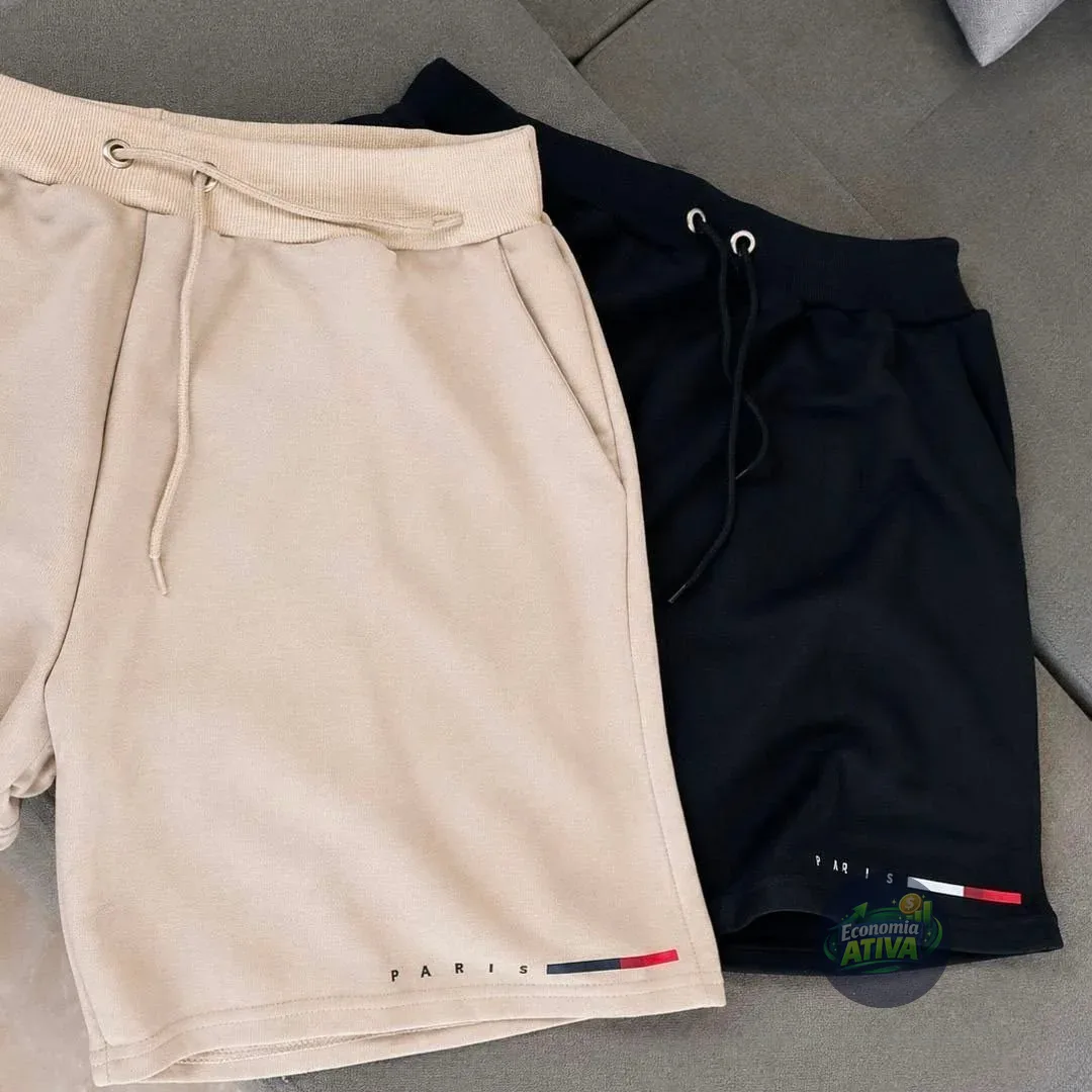 Kit 02 Bermuda Casual Short Moletom Maculina Academia Treino