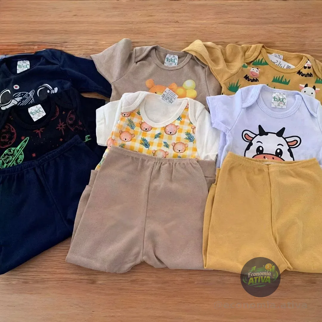 Kit 9 Peças Body Bebê Menino Algodão Inverno Manga Longa