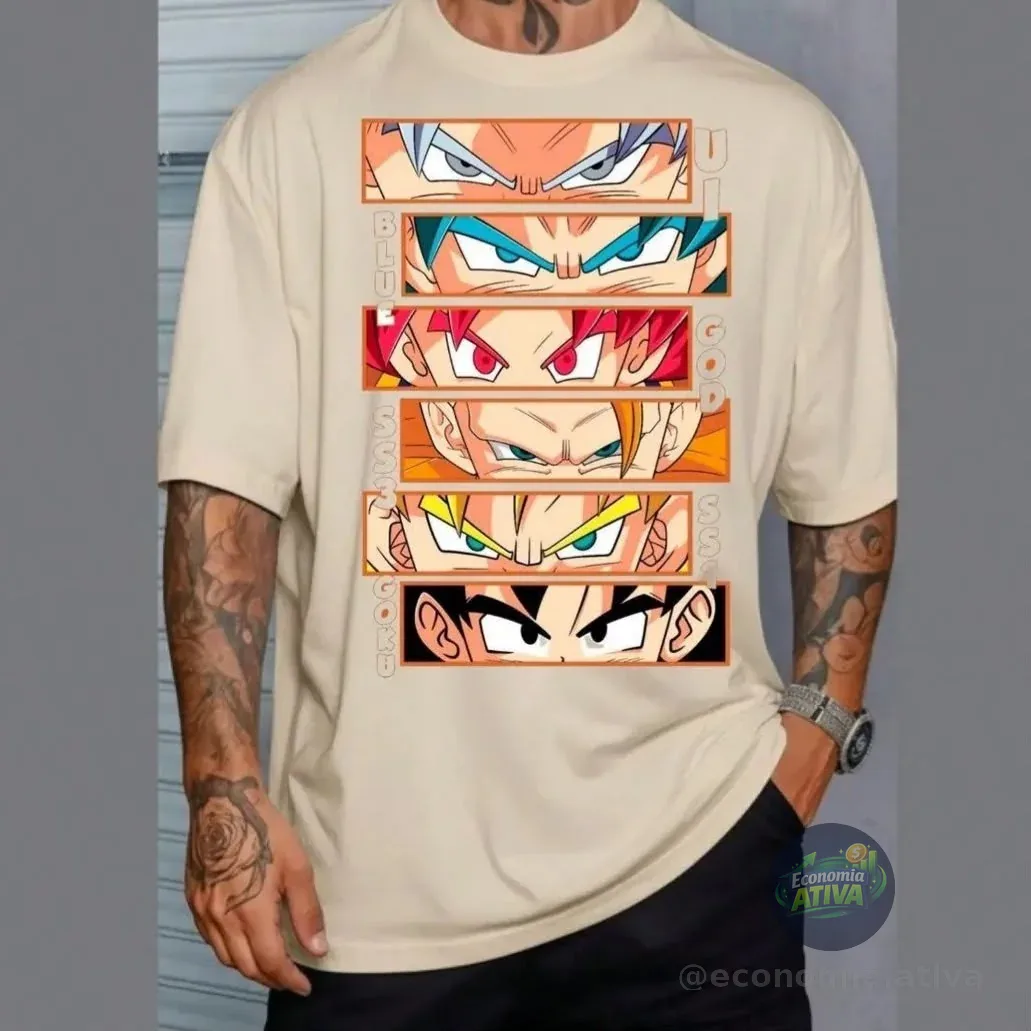 Camiseta Dragon Ball Goku Super Saiyajin Anime Premium Bt905