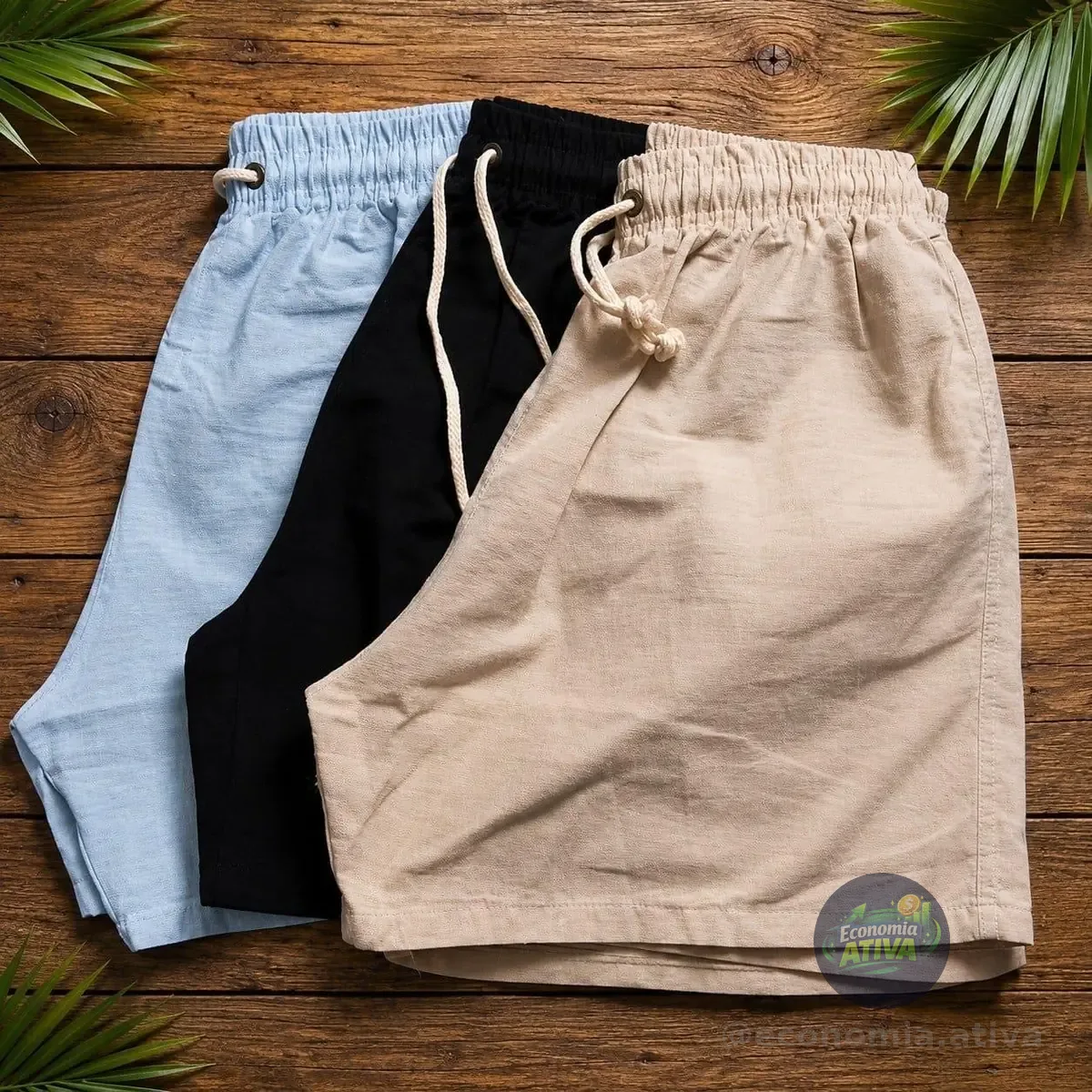 Kit 3 Shorts Linho Verão