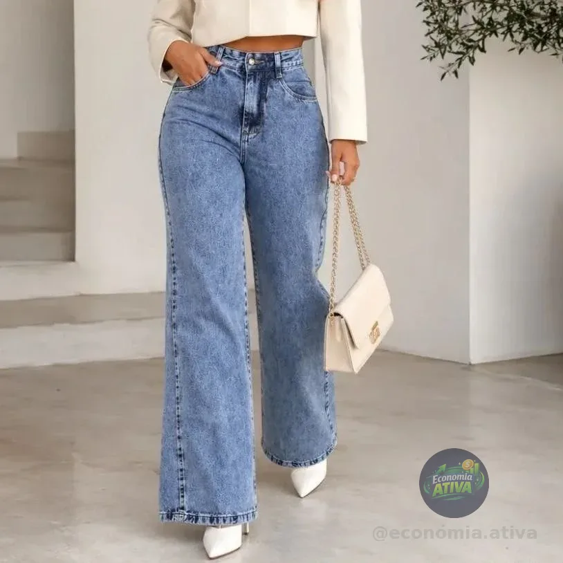 Calça Jeans Pantalona Wide Leg
