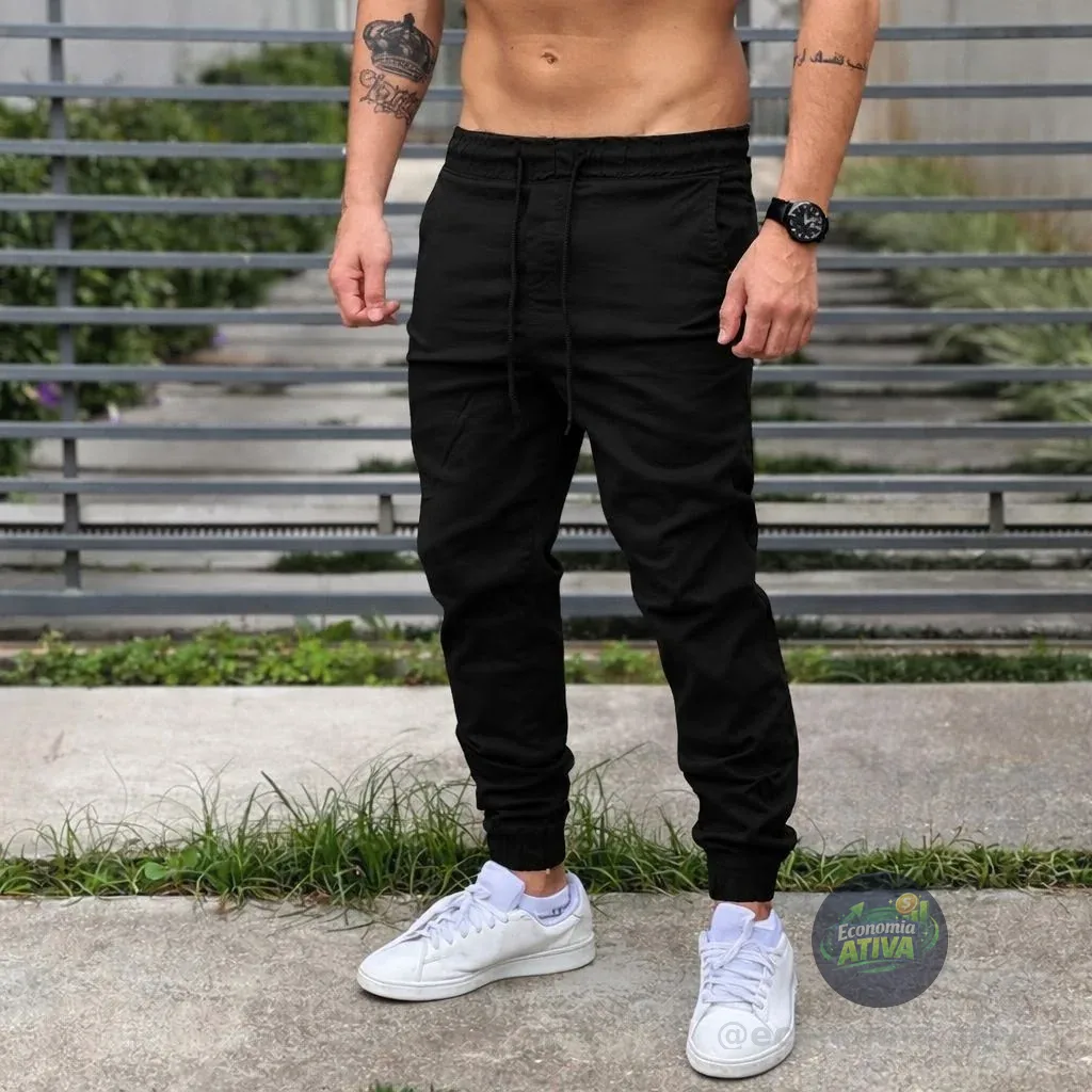 Calça Jeans Jogger Com Punho Elastico (6 cores)
