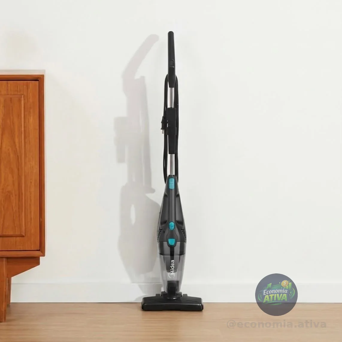 Aspirador De Pó Vertical 2 Em 1 Preto E Azul Midea 127v