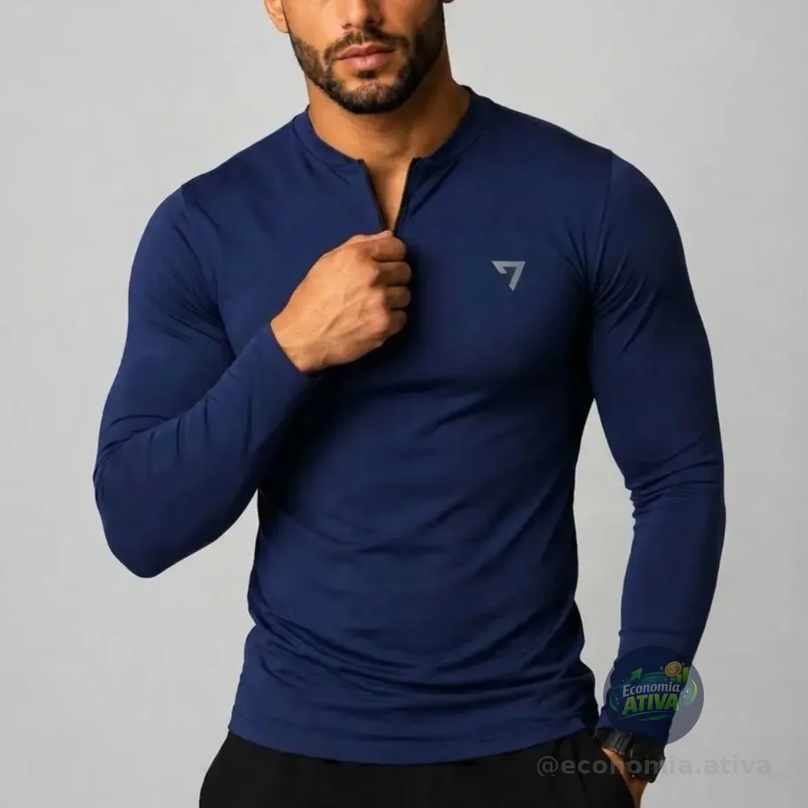 Camisa Térmica Segunda Pele Manga Longa Com Zíper (5 cores)
