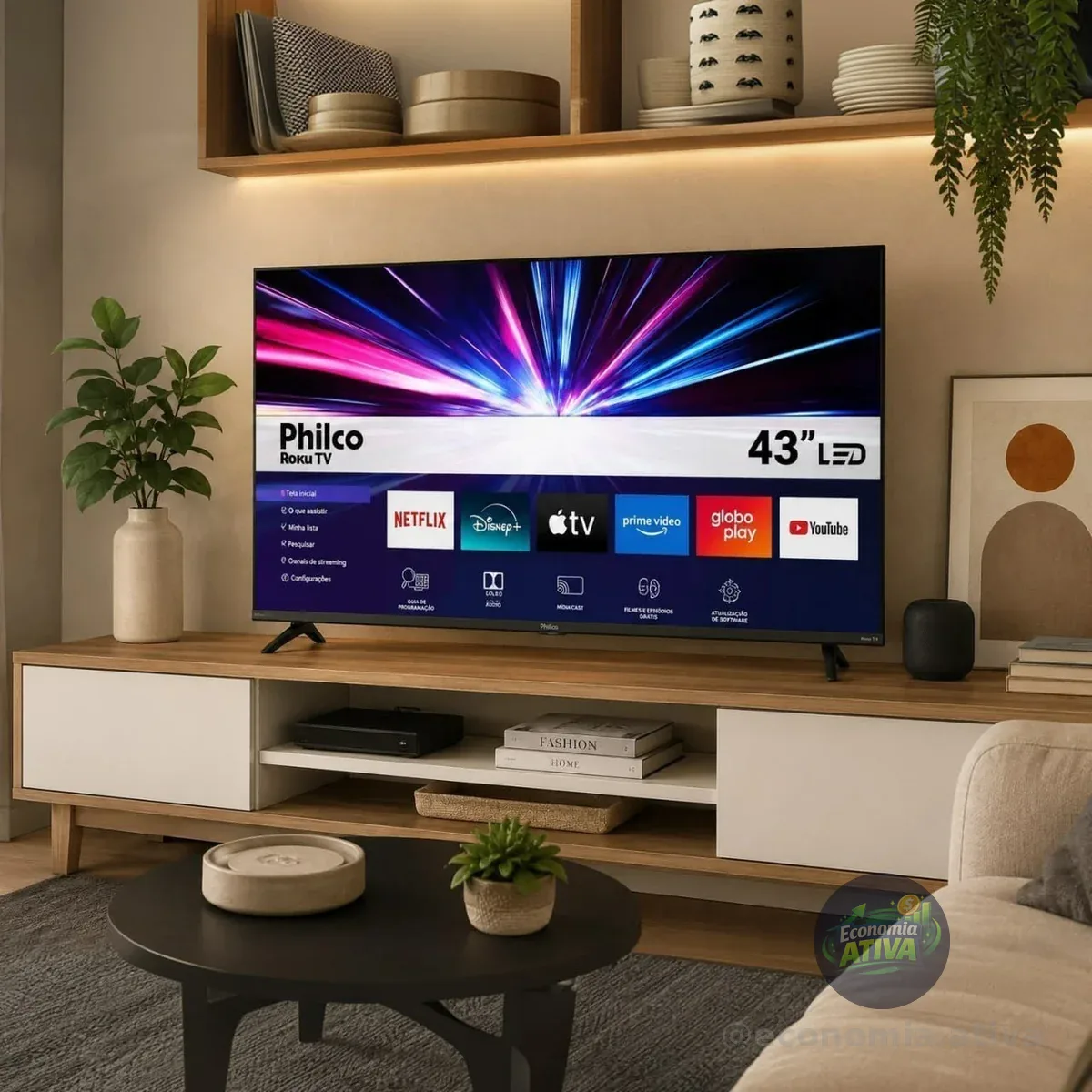 Smart Tv 43'' Philco Full Hd Roku Tv Hdr10 Dolby