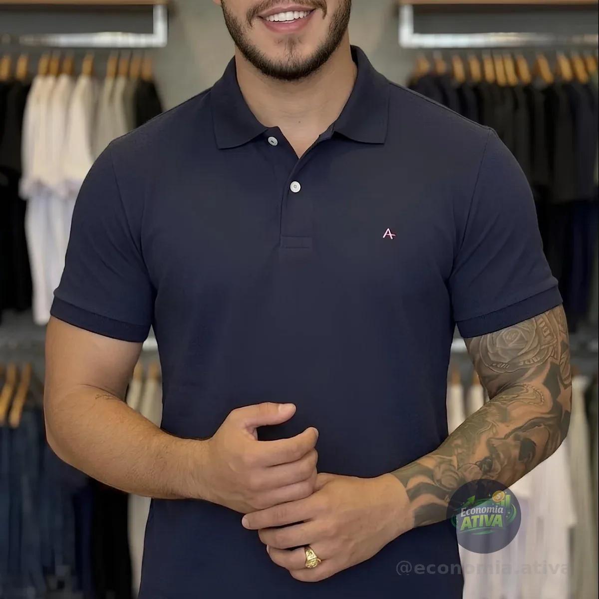 Polo Aramis Masculina Basic Piquet Marinho
