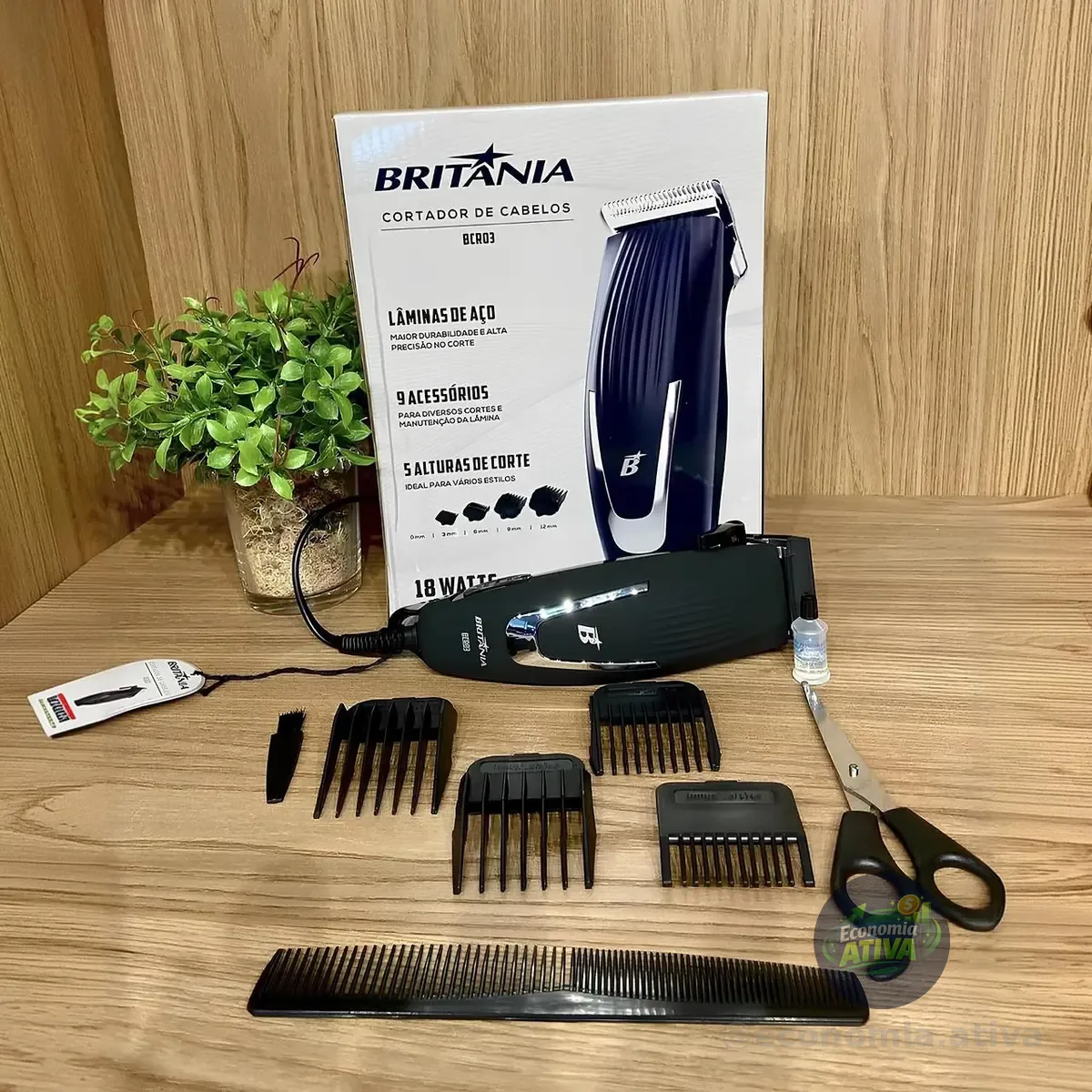 Cortador De Cabelos Britânia Bcr03 9 Acessórios 18w 220v