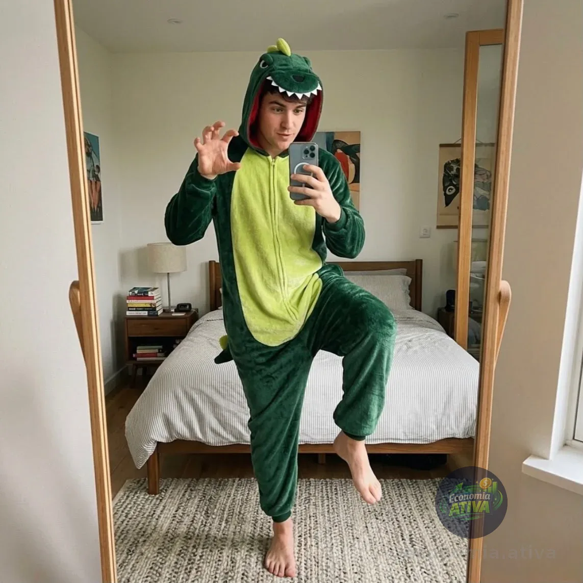 Pijama Macacão Adulto Dino