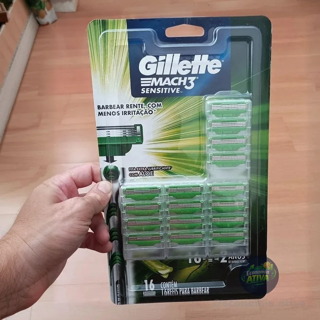 Carga para Aparelho de Barbear Gillette Mach3 Sensitive 16 unidades