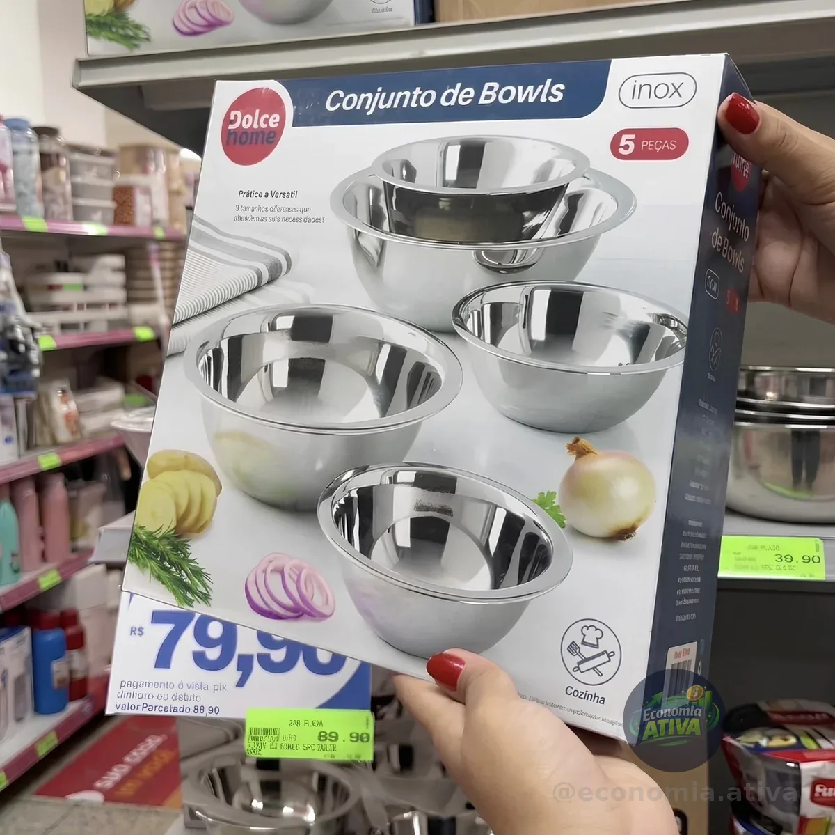 Kit 5 Tigelas Bacia Em Aço Inox