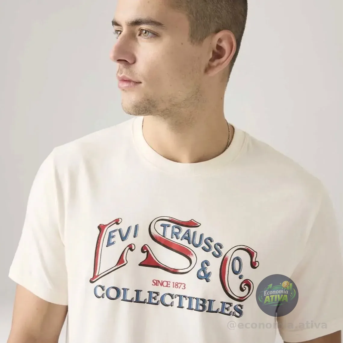 Camiseta Levi's® Relaxed Off White Manga Curta