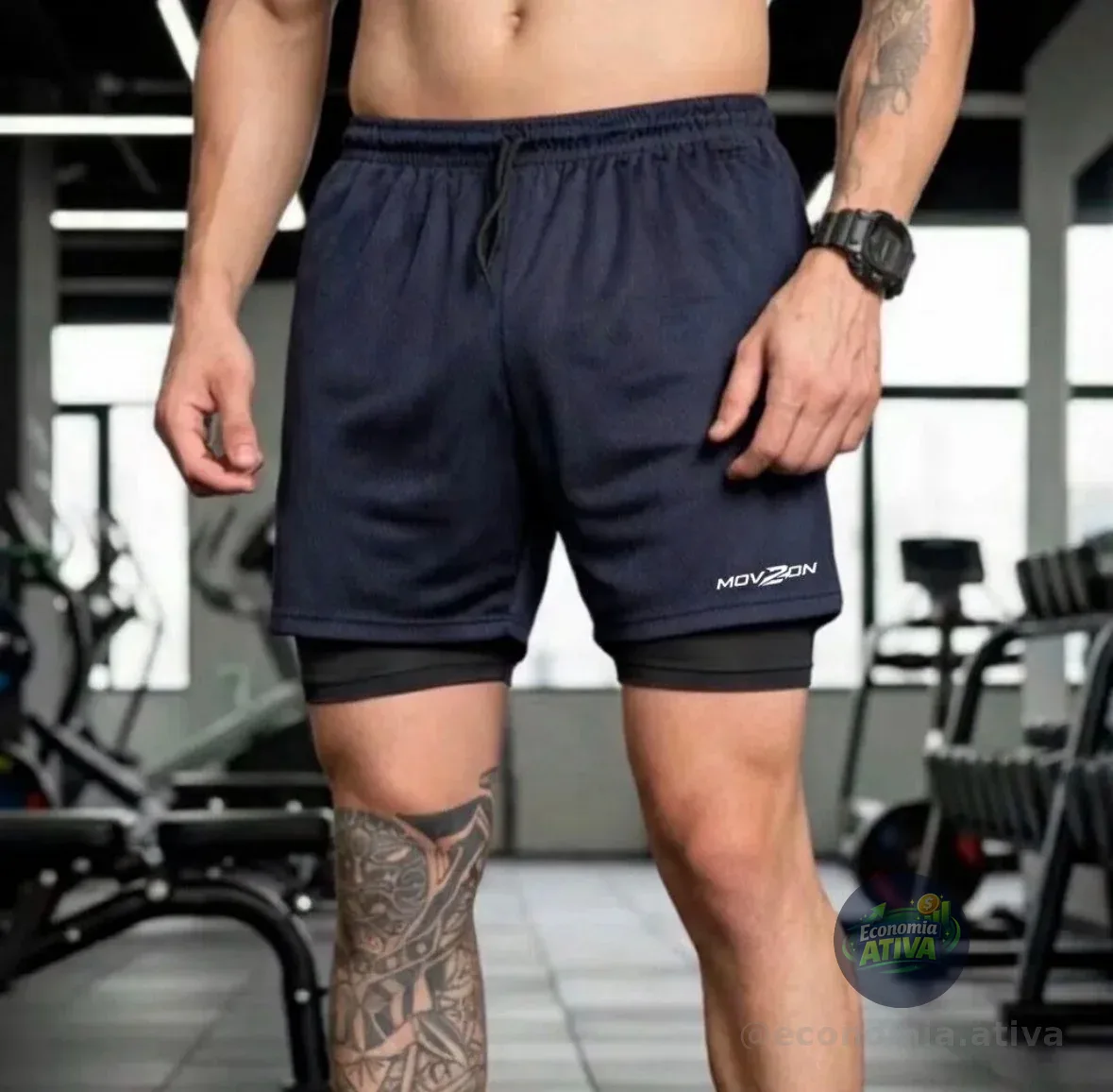Kit 3 Shorts Masculino 2 Em 1 Dry Fit Academia Anti Odor