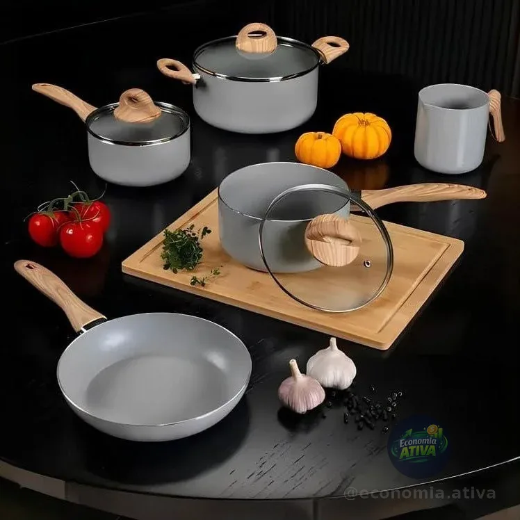 Conjunto De 5 Panelas Gris Brinox Ceramic