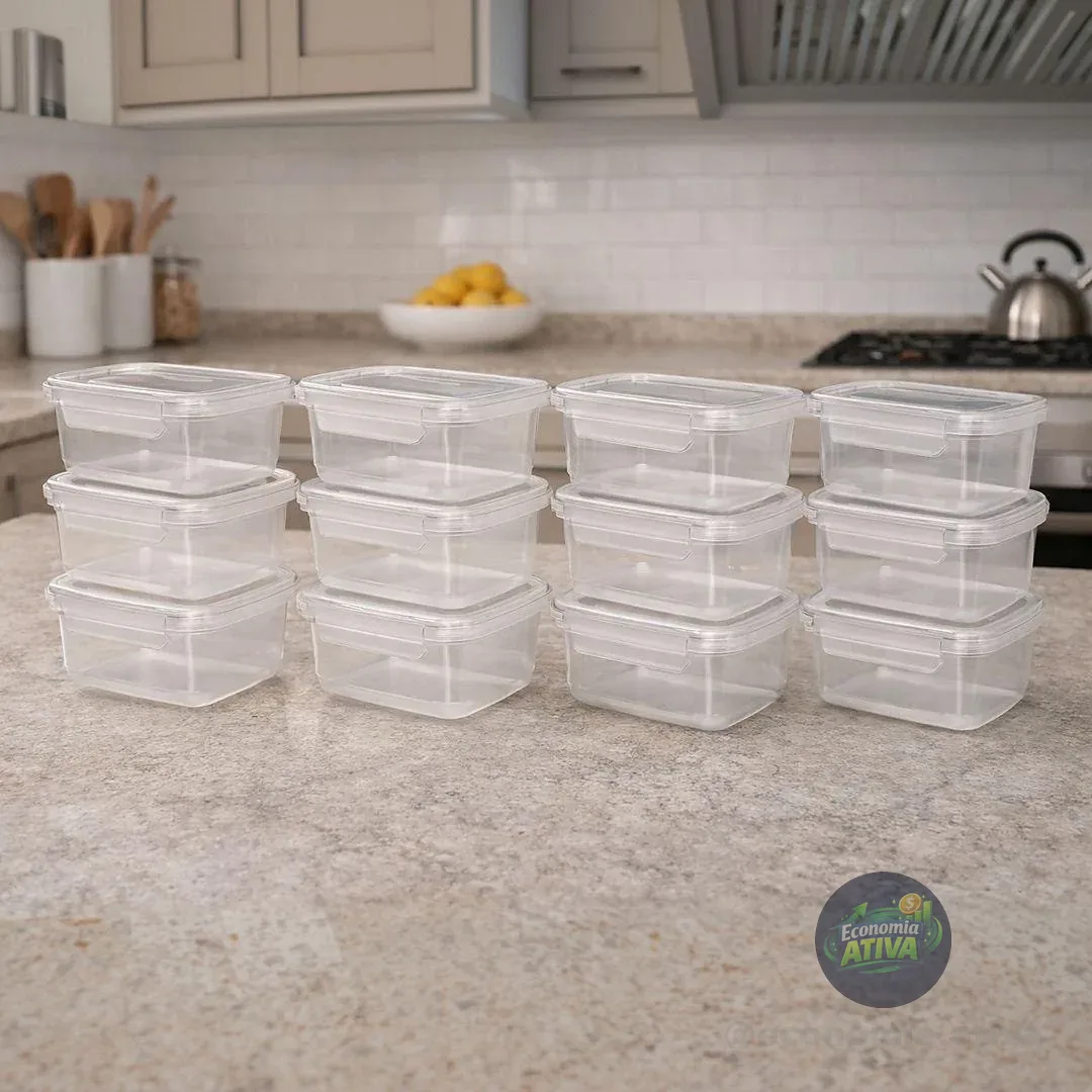 Kit 10 Potes 750ml Com Tampa Trava Plástico Transparente Para Mantimentos E Alimentos Marmita Organizador De Cozinha Geladeira E Freezer Jogo De Potes Para Organização Ponte Lar Utilidades