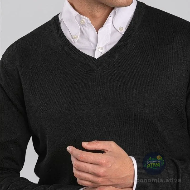Suéter Inverno Blusa Gola V Social Casual Tricot