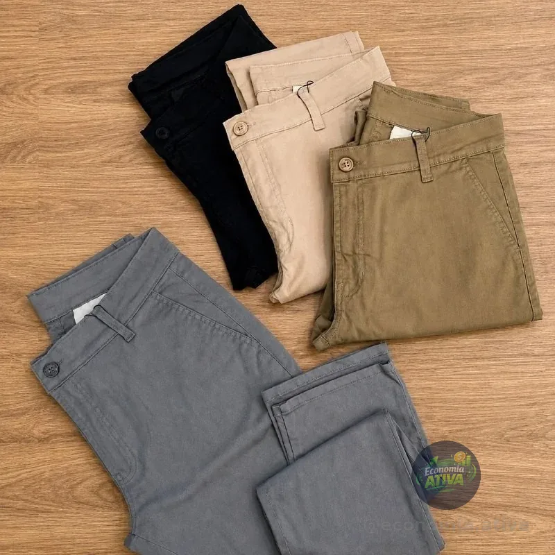 Kit 3 Calça Sarja Slim Alfaitaria