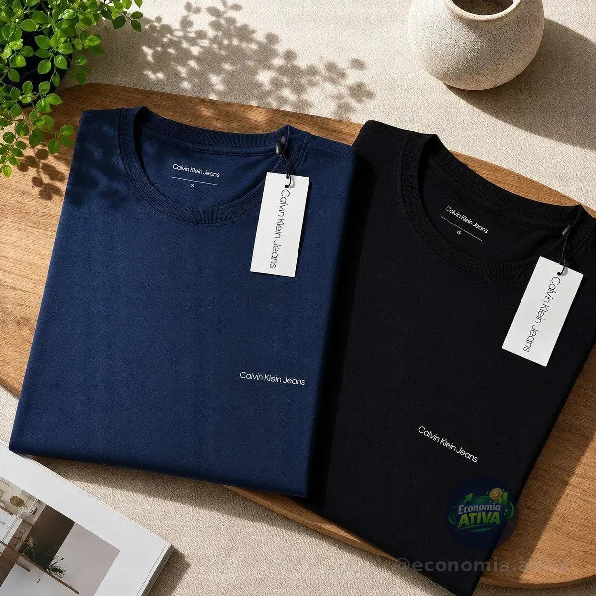 Kit Camisetas Calvin Klein | Masculina Preta/azul Marinho Preta/azul Marinho L/g