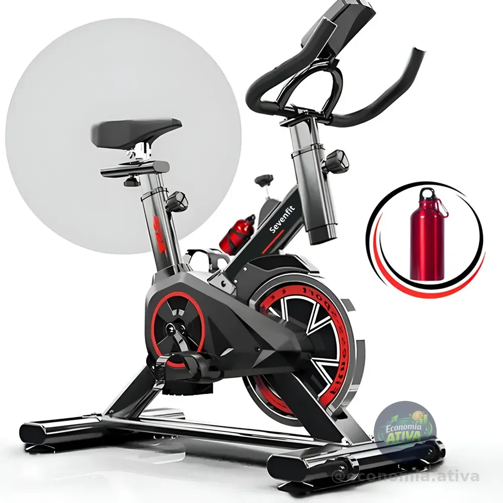 Bicicleta Ergométrica Fitness Para Cardio E Musculação Com Base Cor Preto E Vermelho 6kg Inercia Marca Sevenfit
