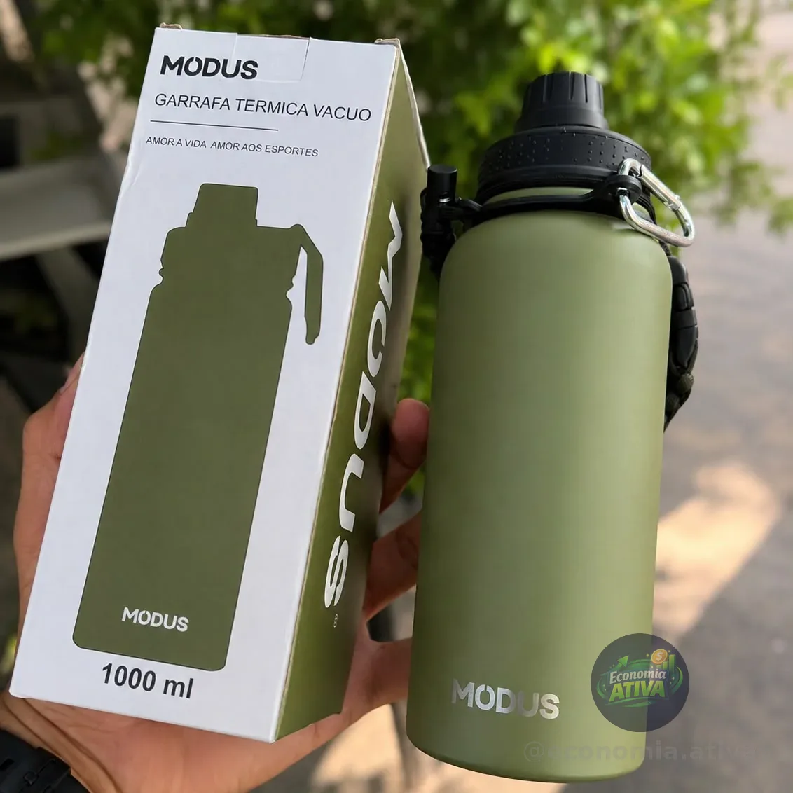 Garrafa Térmica 950ml Aço Inox Com Alça E Tampa Rosca
