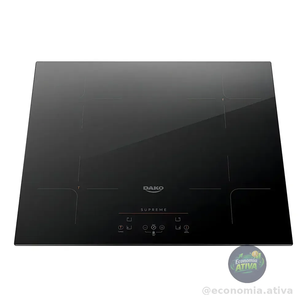Cooktop De Indução 4 Bocas Preto Com Trava De Segurança Dako Supreme 220v