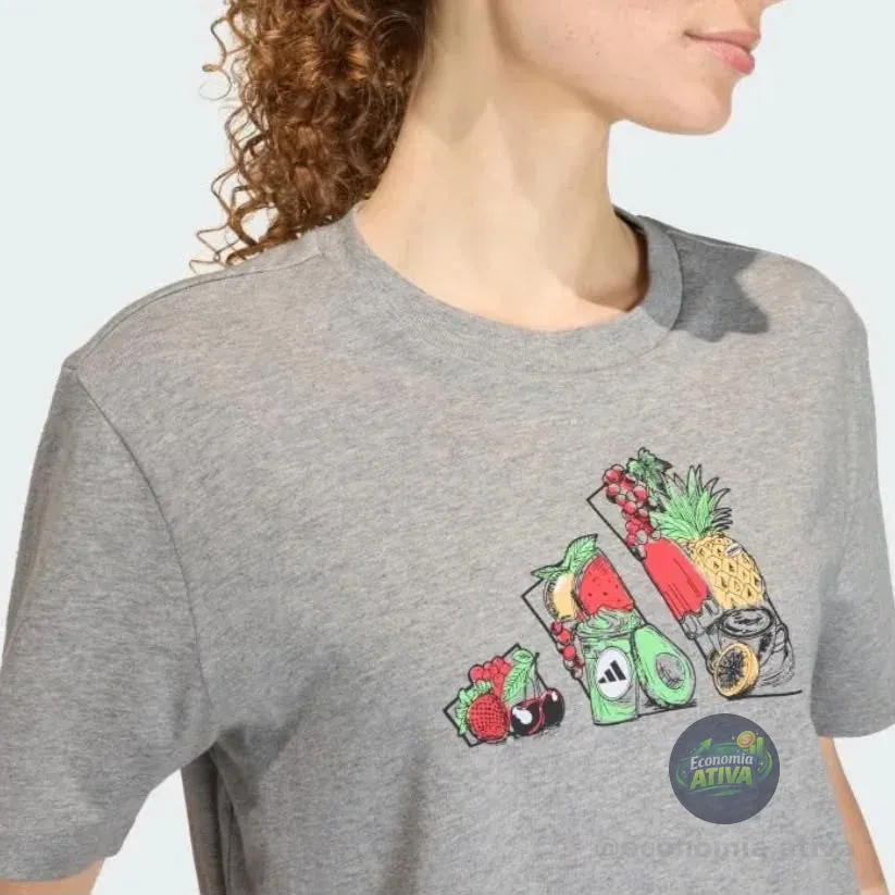 Camiseta Recortada Larga Estampa