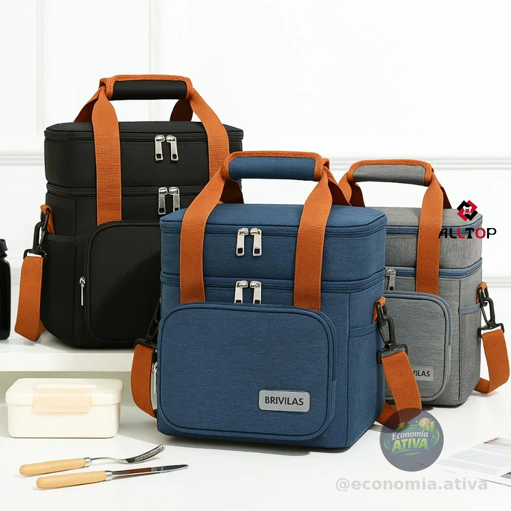 Bolsa Térmica 2 Compartimentos Com Alça De Mão E Lateral Isolamento Térmico Eficiente