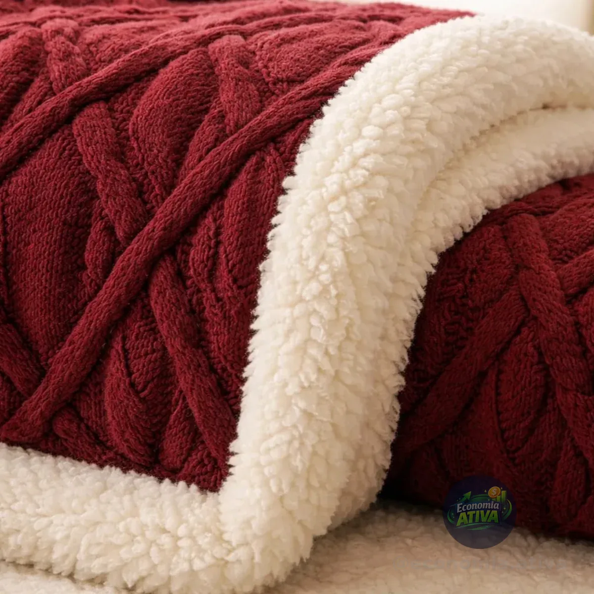 Cobertor Manta De Casal 2,00x1,80 Canelada Sherpa Cores