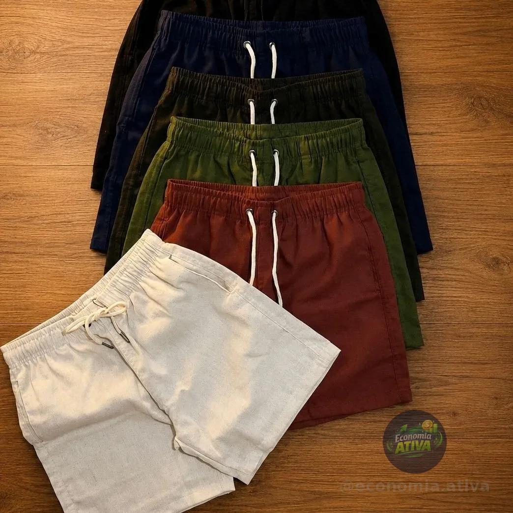 Kit 3 Shorts Mauricinho em Linho
