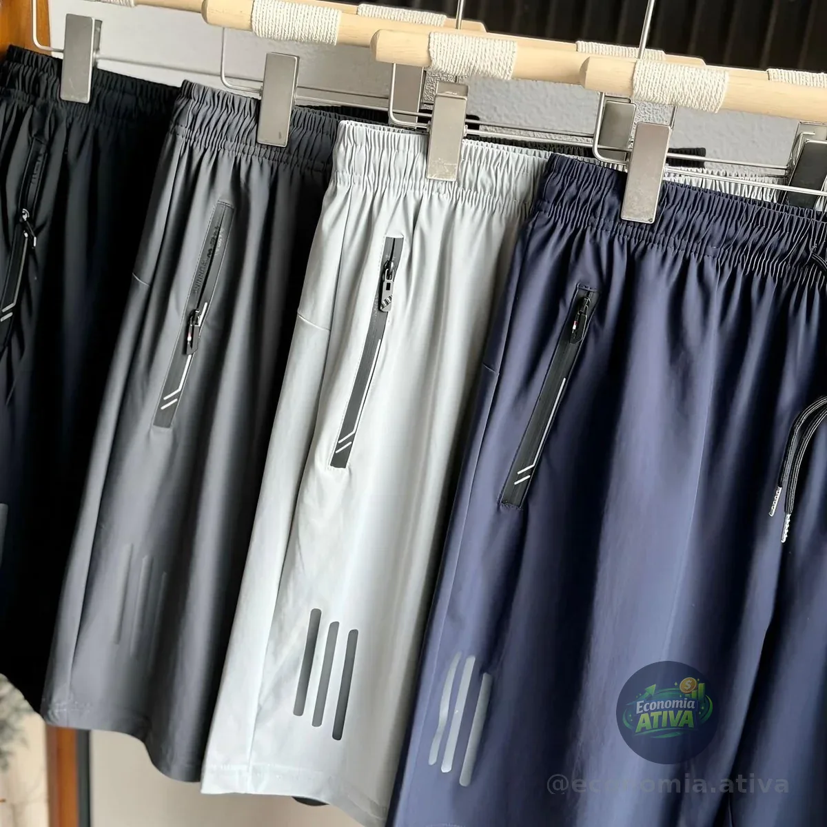 Kit 3 Bermuda Masculina Seda c/ Zíper