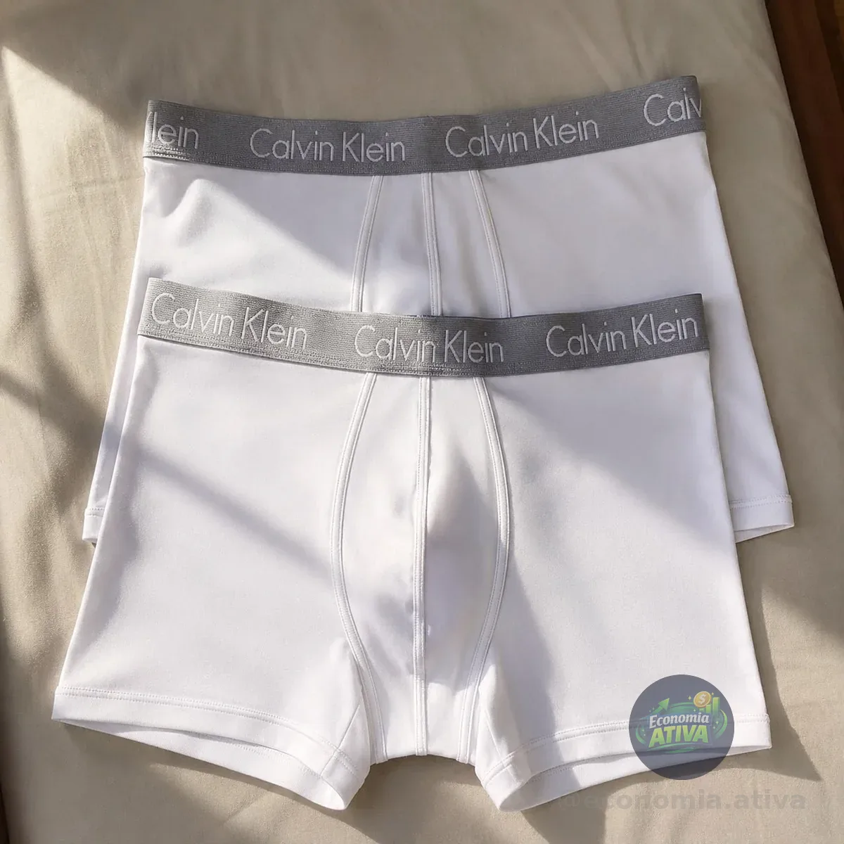 Kit 2 Cuecas Boxer Masculinas Elástico Calvin Klein Branco M