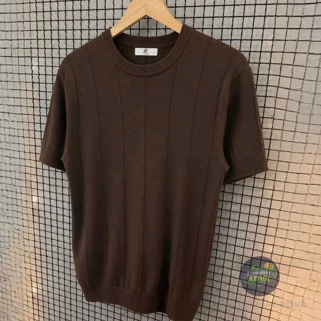 Camiseta Social Modal Tricô Canelada