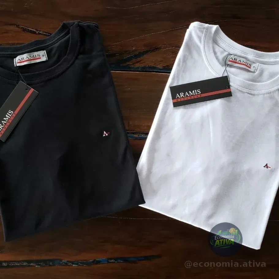 Kit Camisetas Aramis Basic Lisa Preta/branca Preto/branco M/m