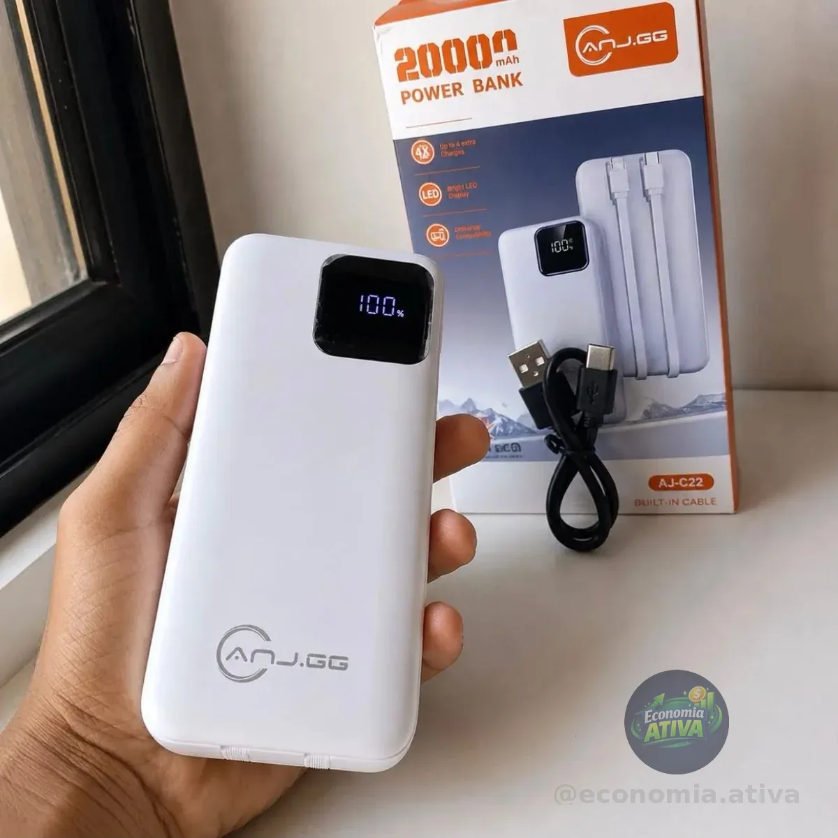 Carregador Portátil Power Bank Turbo 20.000mah