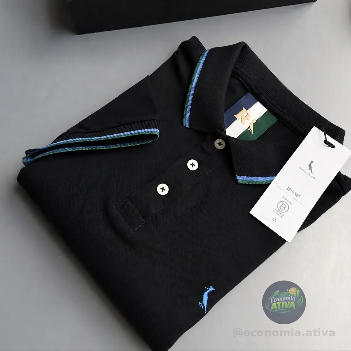Camisa Polo Masculino Preto Curta