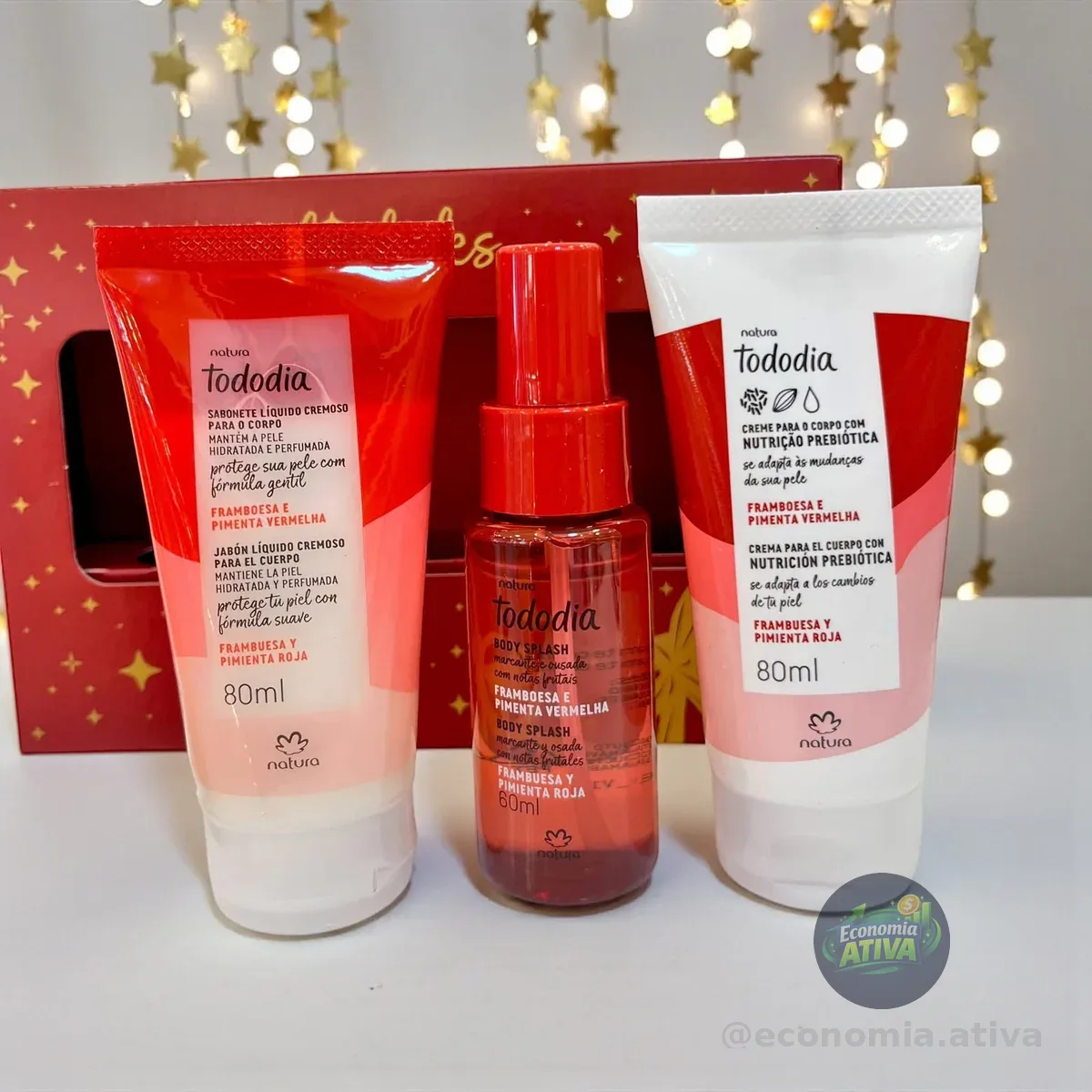 Kit Natura Tododia • Sabonete Líquido 80ml • ⁠Body Splash 60 ml • ⁠Creme para o corpo 80ml