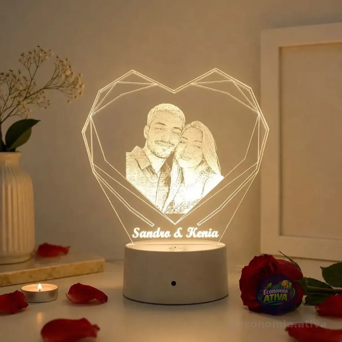 Luminária Led 3d Casal 16 Cores