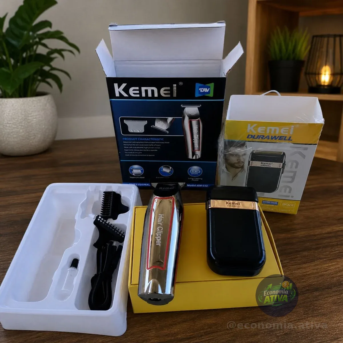 Kit Maquina Acabamento Corte Cabelo Barba Kemei-032 Shaver
