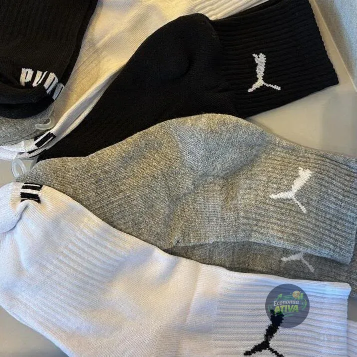 6 Pares Meias Puma Cano Médio Alto