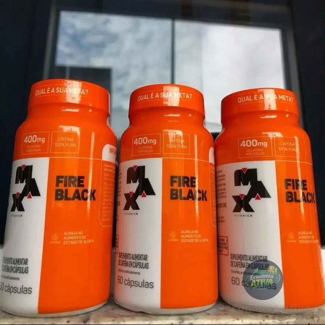Fire Black 60 Cápsulas Caféina 100% Max Titanium