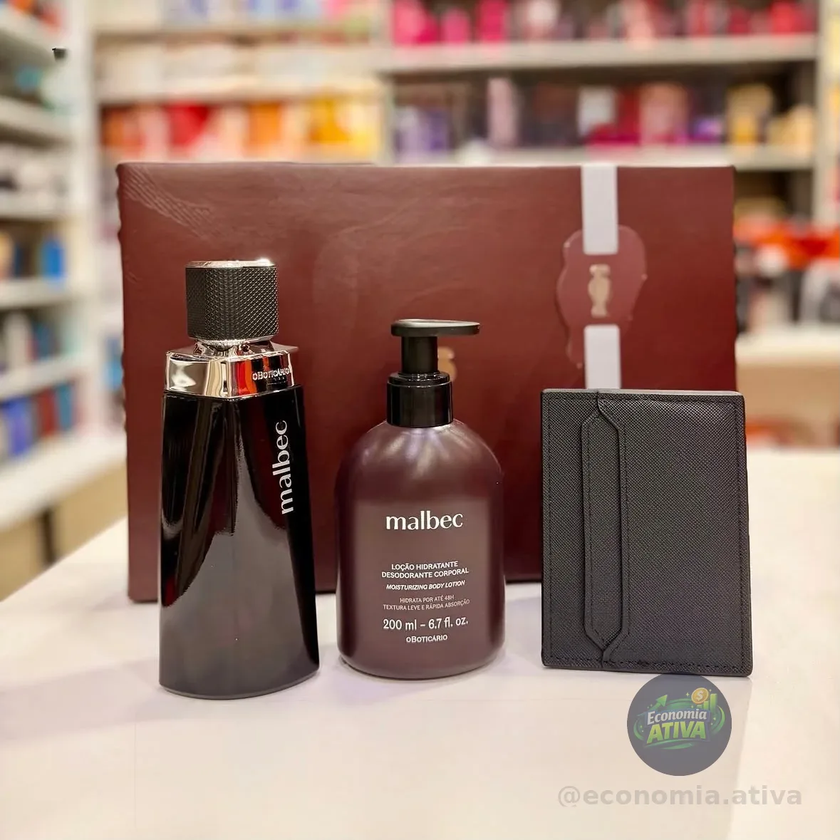 Kit Malbec Tradicional • Perfume 100ml • ⁠Hidratante 200ml • ⁠Carteira