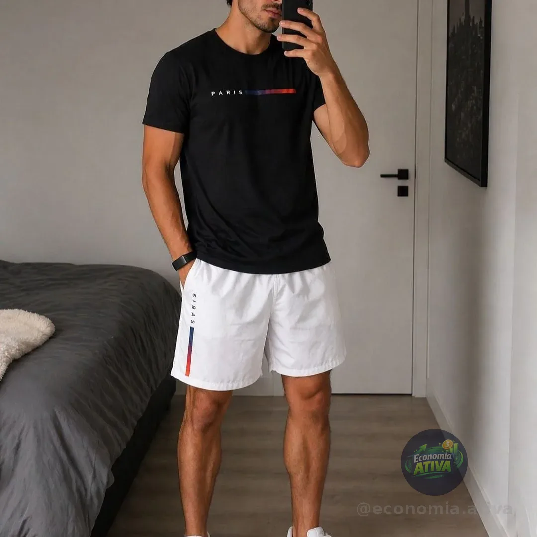 Conjunto Streetwear Paris Camiseta E Short