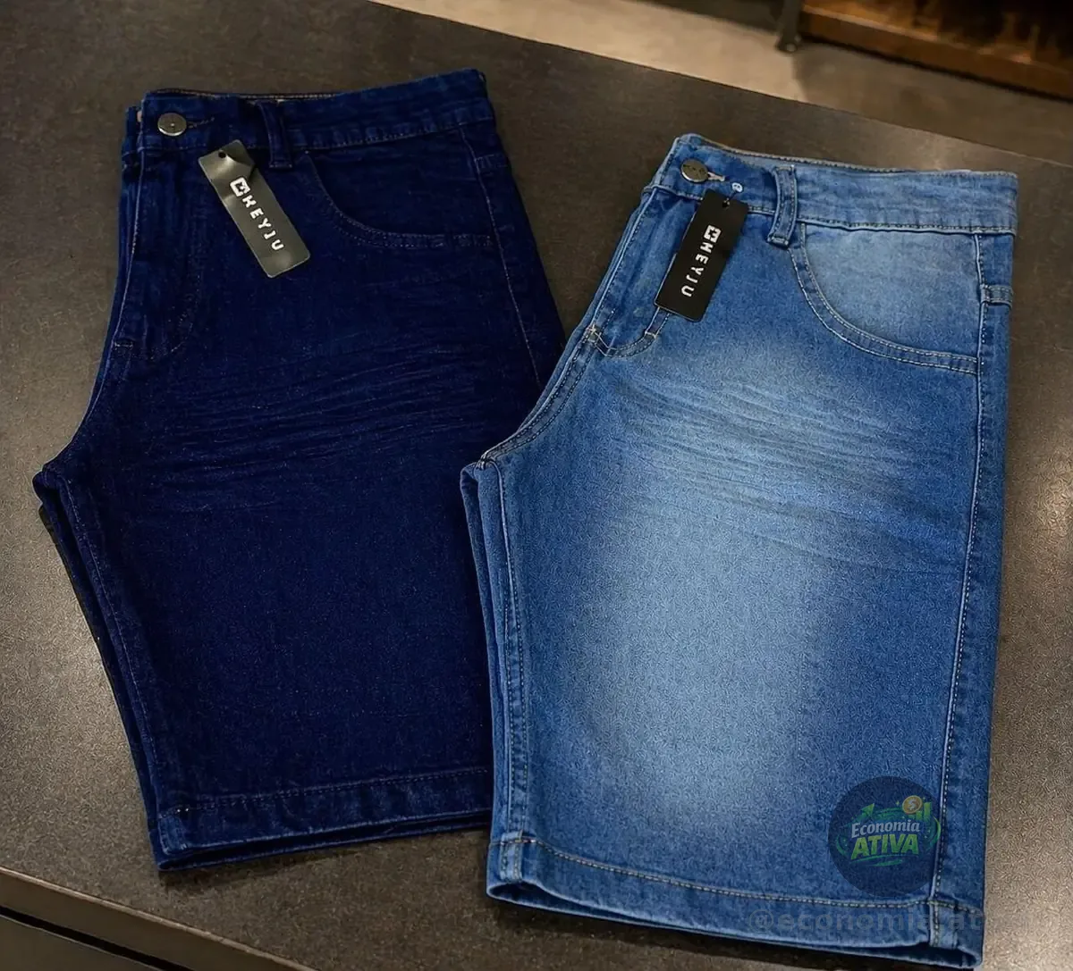 Kit 2 Bermudas Masculinas Jeans C\ Lycra Slim Fit